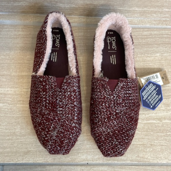 TOMS NWT Women’s Size 9.5 Alpargata Burgundy Mist Sweater Knit Slip on ortholite - Picture 4 of 11